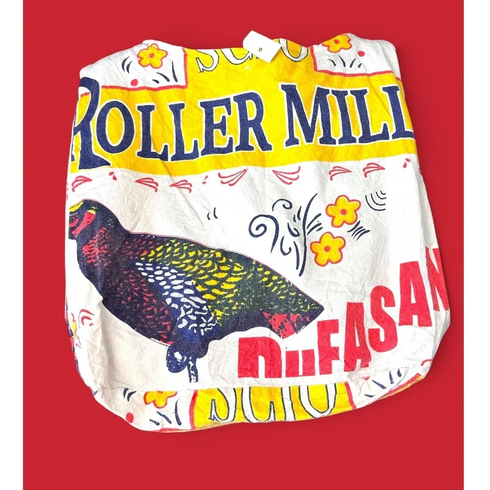 Unbranded Upcycled Feed Sack Hobo‎ Bag Large NWT Golden Pheasant Flour graphic